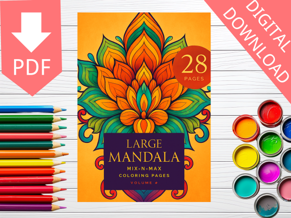 Large Print Easy Mandala Floral Coloring Book | 28 Pattern Coloring Pages Volume - 3 - Image 2