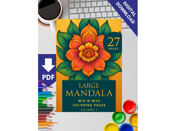 Large Print Easy Mandala Floral Coloring Book | 27 Pattern Coloring Pages Volume - 2 - Image 2