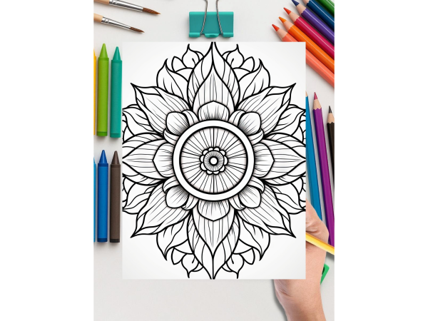 Large Print Easy Mandala Floral Coloring Book | 27 Pattern Coloring Pages Volume - 2 - Image 4